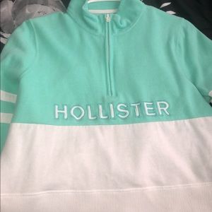 Hollister logo crop half-zip sweatshirt